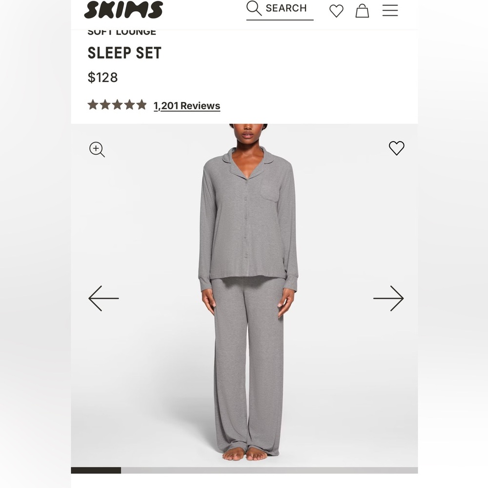 Skims Heather Grey Soft Lounge Sleep Set